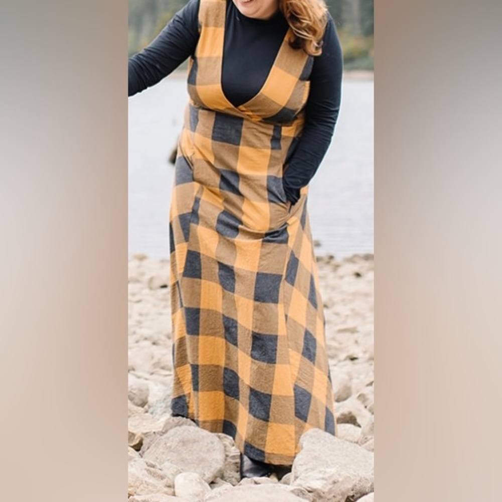 Anthropologie Yellow/Black Checkered Dress